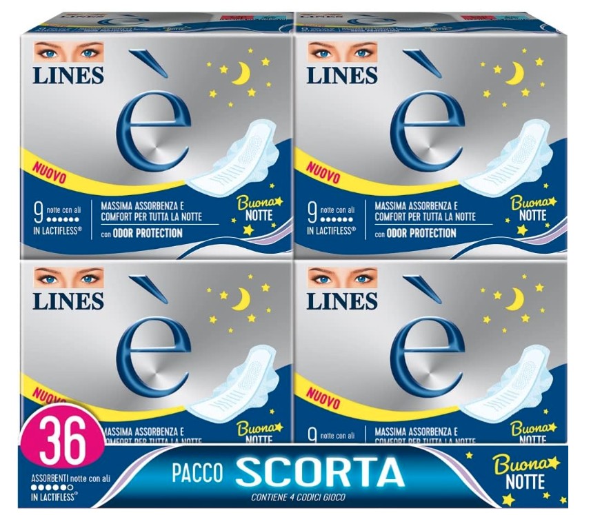 Lines è Notte Assorbente con Ali Pacco Scorta 36 pz Assorbenti