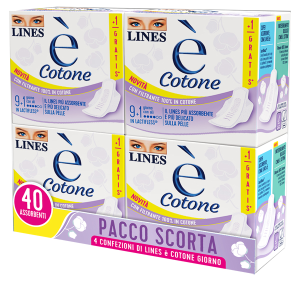 Lines È Assorbenti Cotone Giorno con Ali Pacco Scorta 1 pz