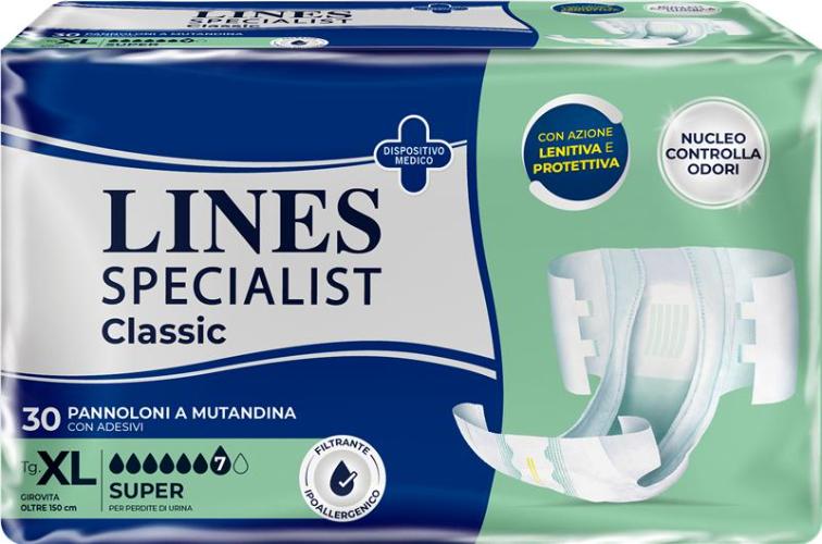 Lines Specialist Classic Pannoloni Unisex Taglia XL Assorbenza Super 30 Pezzi