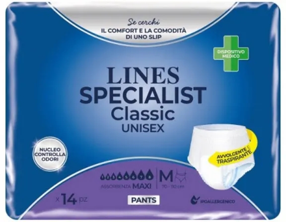 Lines Specialis Classic Maxi Pants Unisex Mutandine Assorbenti Taglia M 14 Pezzi
