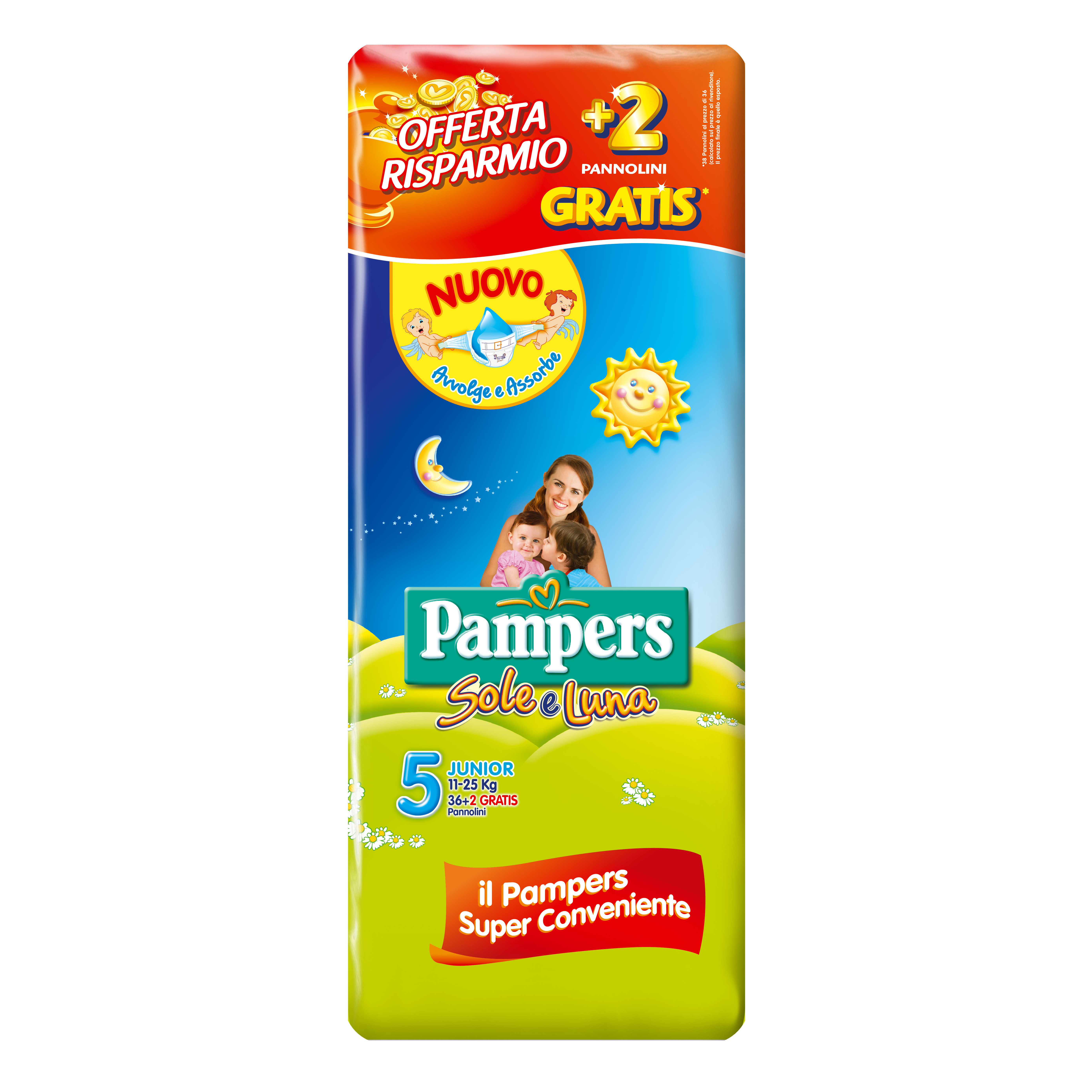 Pampers Sole E Luna Junior Pannolini Taglia 5 (11 25 Kg) 30 Pezzi