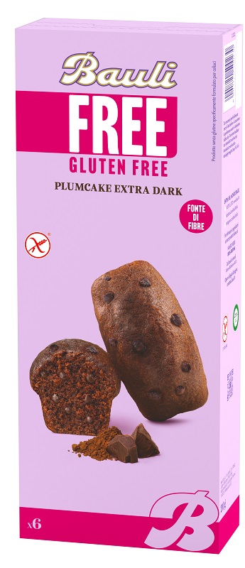 Bauli Free - Plumcake Extra Dark senza glutine con gocce di cioccolato, 6 x 35 g