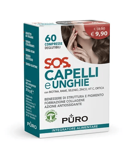 Puro SOS Capelli Unghie con Baobab 60 compresse per supportare capelli fragili e unghie deboli