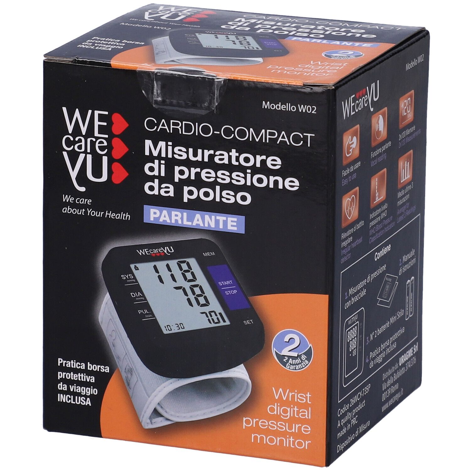 Wecareyu Cardio Compact Misuratore Pressione da Polso Parlante 1 pz Altro