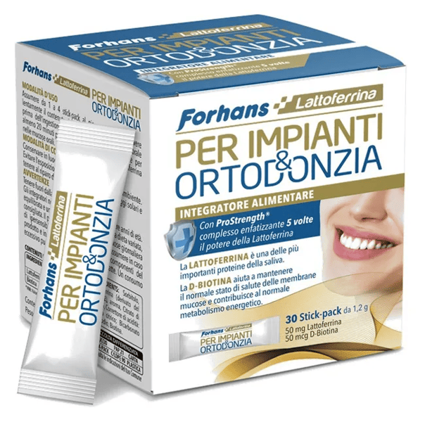 Forhans Lattoferrina 30 Stick-Pack Integratore per Impianti & Ortodonzia
