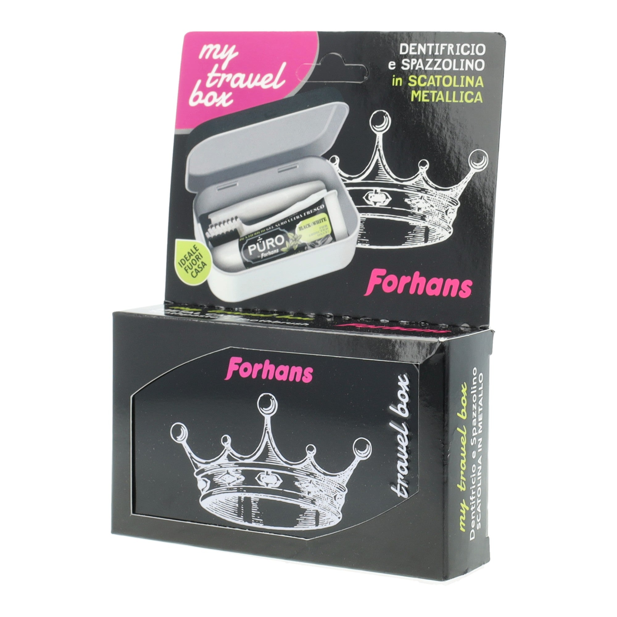 Forhans My Travel Box Corona Nera | Dentifricio Spazzolino Viaggio | 12 ml