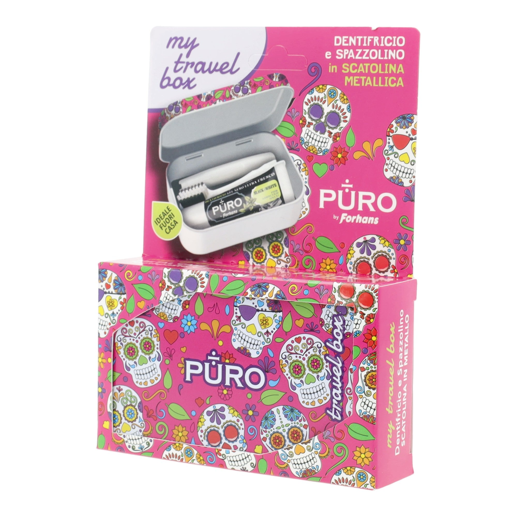 Forhans My Travel Box Teschi Rosa | Dentifricio Spazzolino Viaggio | 12 ml