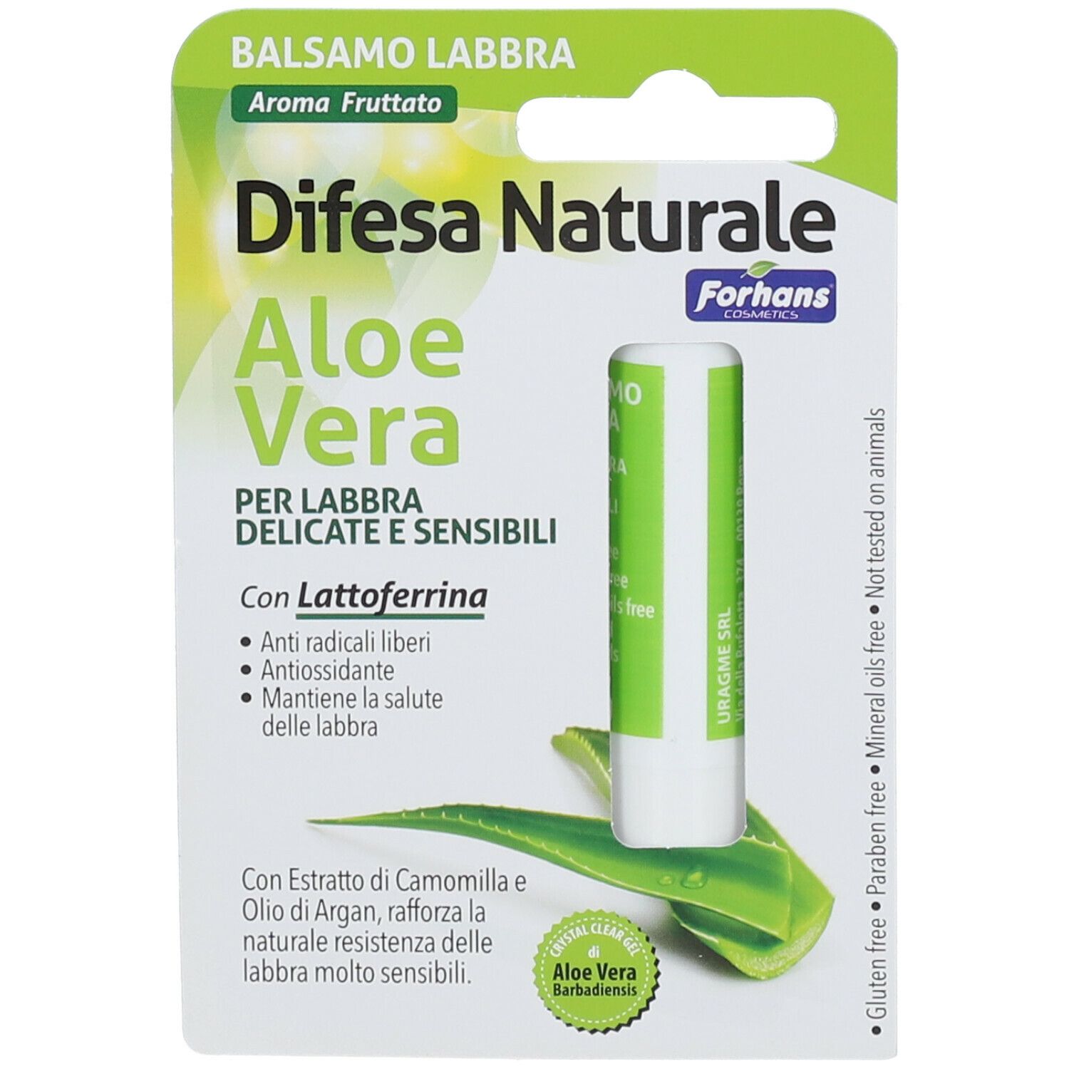 Lip Balm Forhans Cosmetics Lattoferrina Aloe Vera 1 pz Stick