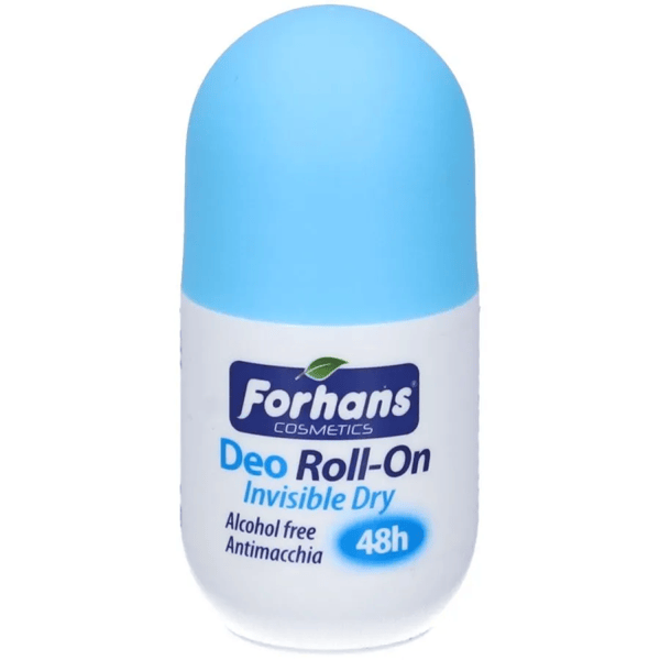 Forhans Cosmetics Roll-On Invisible Dry 50 ml per controllare sudore e ridurre aloni sui vestiti