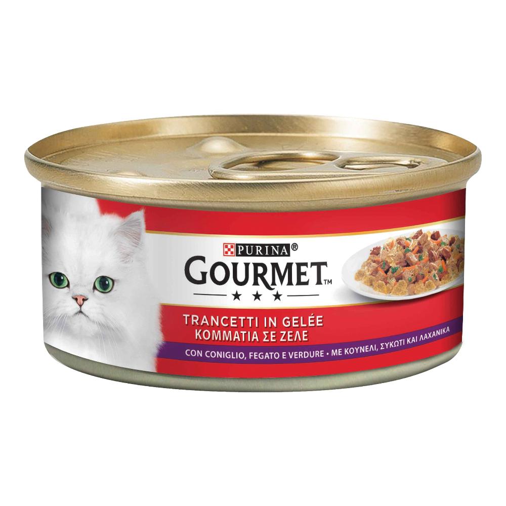 NESTLE' PURINA GOURMET GATTO TRANCETTI IN GELEE JELLY CONIGLIO FEGATO VERDURE 195GR (lattina) — confronto prezzi