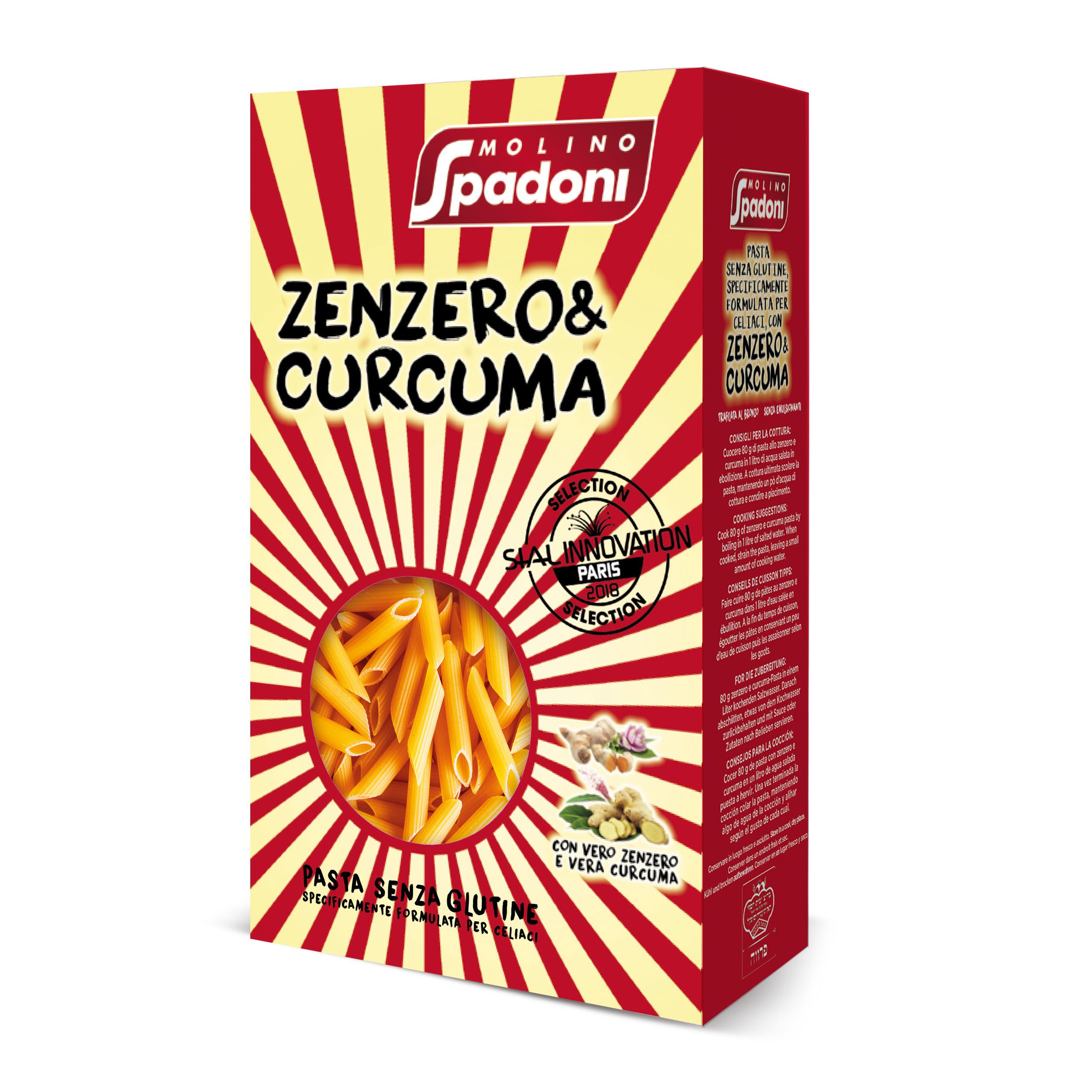 Penne Zenzero e Curcuma Senza Glutine - Molino Spadoni 400 g