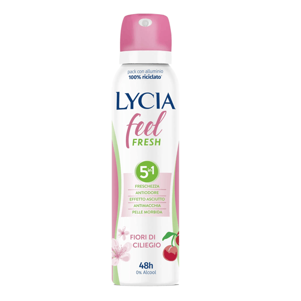 Lycia Deo Gas Feel Fresh Fiori di Ciliegio 150 ml Deodorante 48h Fragranza Delicata
