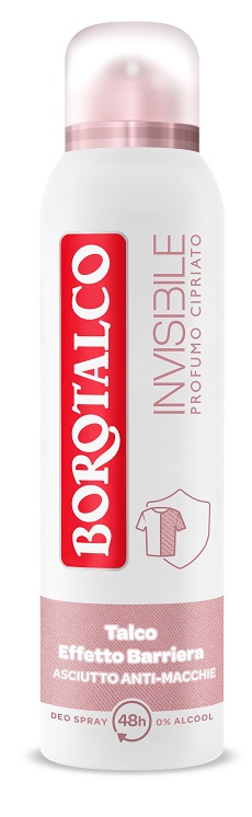 BOROTALCO - Invisible Profumo Cipriato - Deodorante Talco Effetto Barriera 150 ml Spray