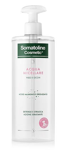Somatoline SkinExpert, Acqua Micellare Viso e Occhi, Detergente Viso Idratante, Acido Ialuronico 400ml