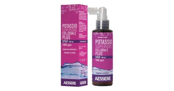 Potassio Superiore Colloidale Plus 1000 ppm Soluzione Per Ritenzione Idrica Cellulite E Stanchezza Spray Orale 100ml