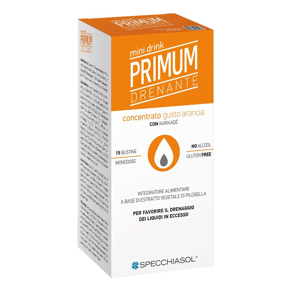 Specchiasol Primum - Drenante Integratore Minidrink Gusto Arancia, 15 stick