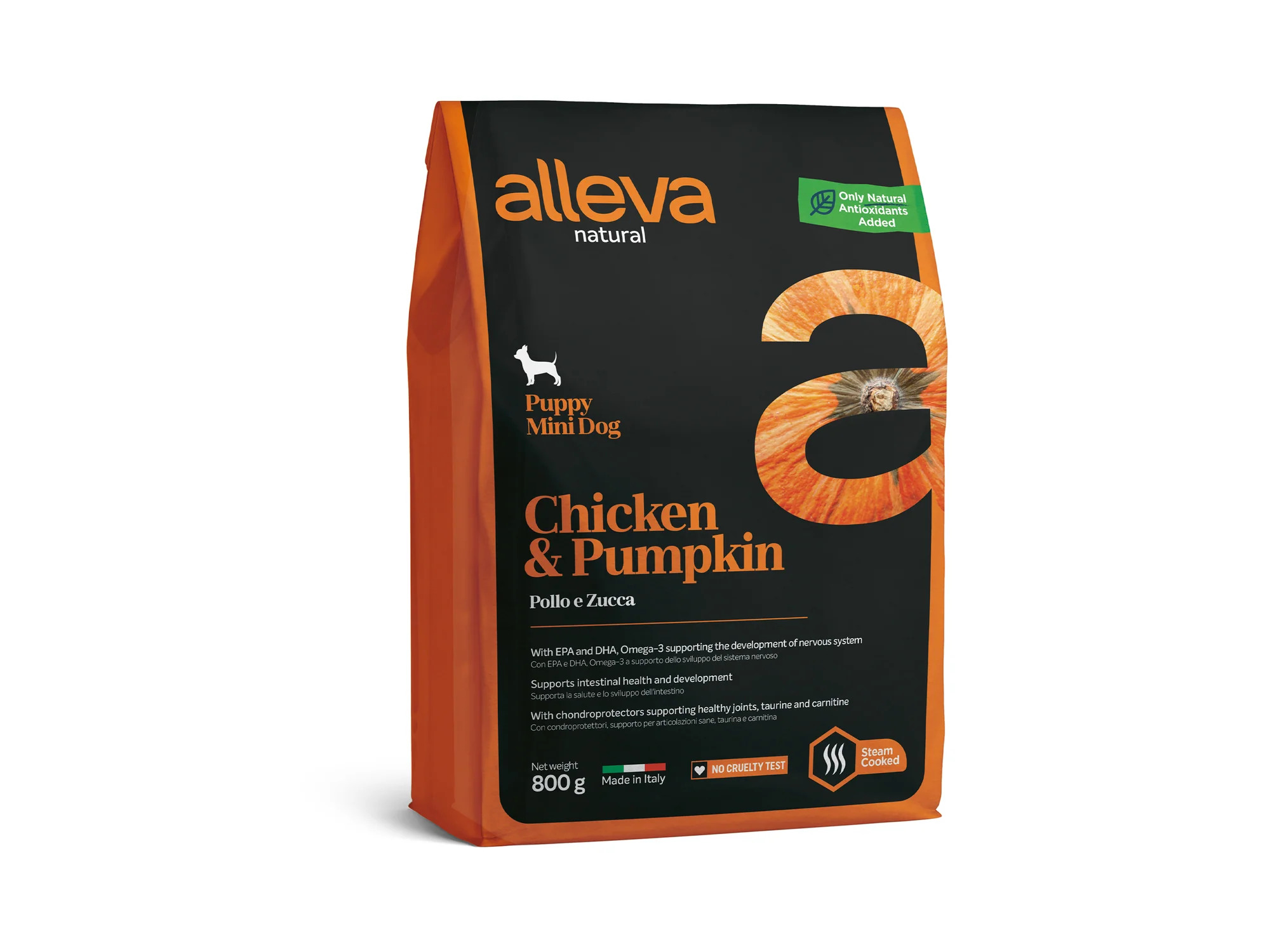 Natural Puppy Pollo & Zucca Crocchette Complete per Cuccioli di Tutte le Taglie, 800 g