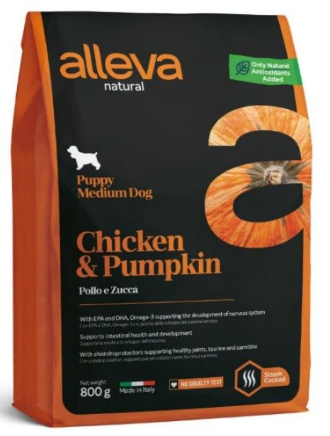 ALLEVA NATURAL DOG PUPPY CHICKEN AND PUMPKIN MEDIUM KG 0.800 - P00202