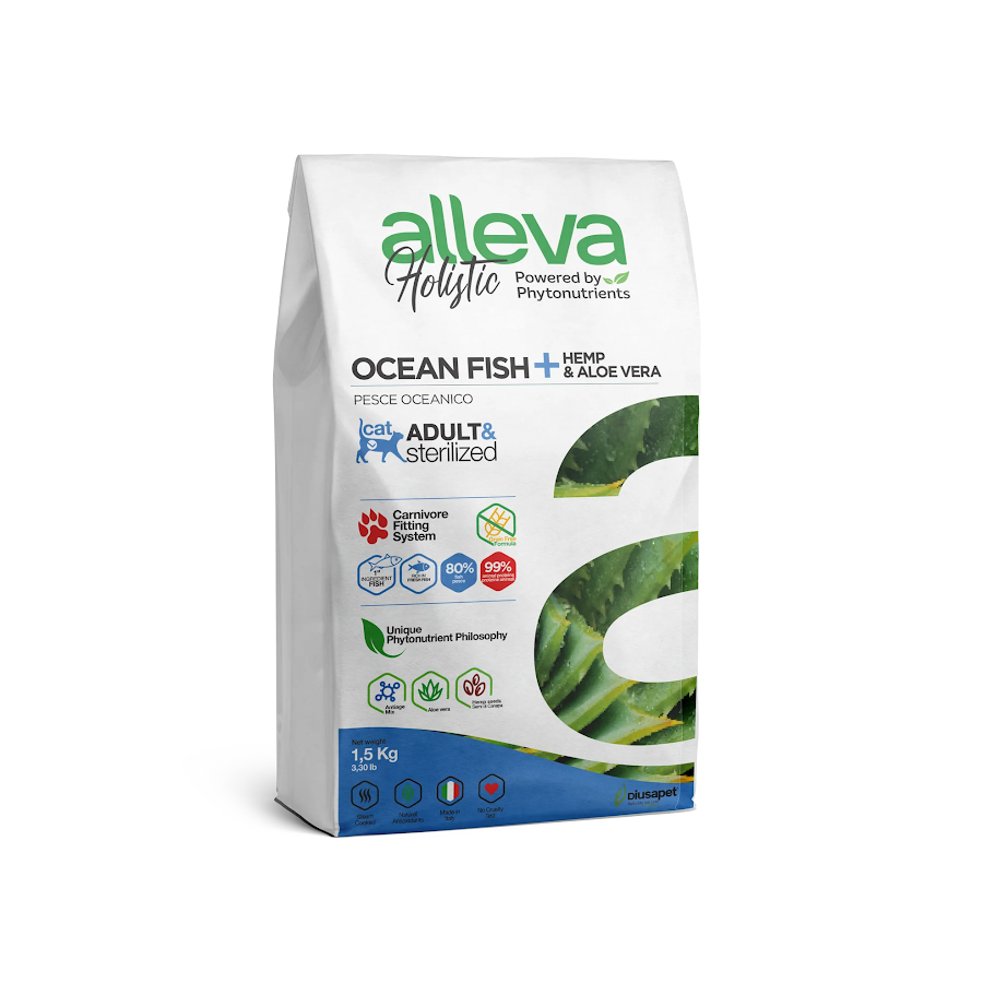 Crocchette per Gatti Holistic Adult Sterilized Pesce Oceanico + Hemp & Aloe Vera, 1,5 kg