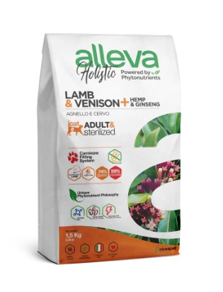 ALLEVA HOLISTIC CAT ADULT & STERILIZED LAMB & VENISON + HEMP & GINSENG KG 1,5