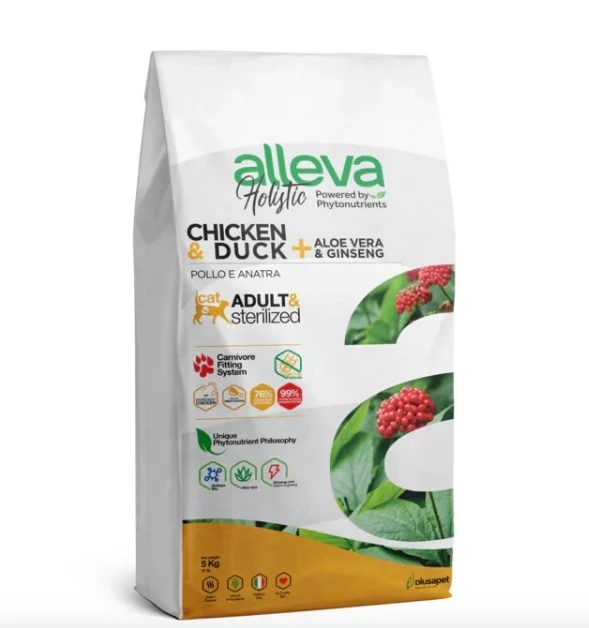 Alleva Holistic Crocchette per Gatto Adulto Pollo & Anatra con Aloe Vera e Ginseng, 1,5 kg — confronto prezzi