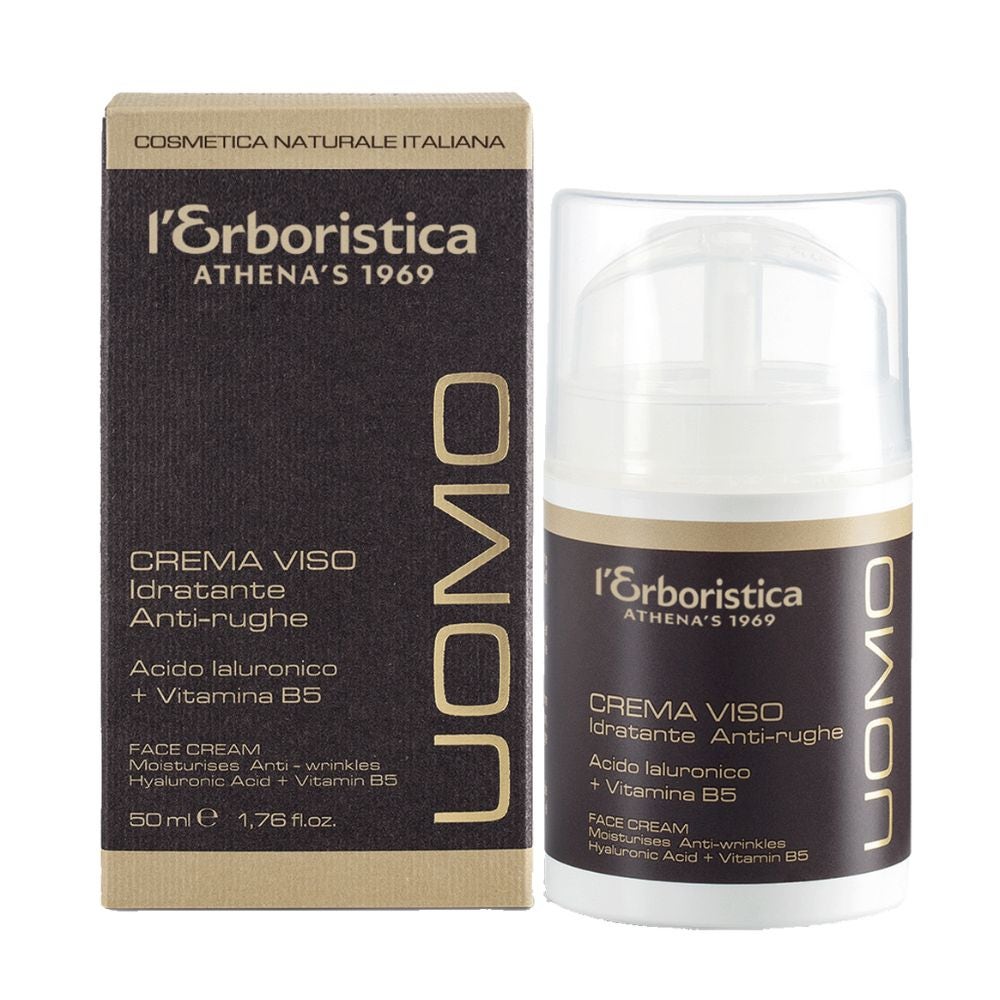 Athena's L'Erboristica Uomo - Crema viso idratante per la riduzione delle rughe, flacone da 50 ml