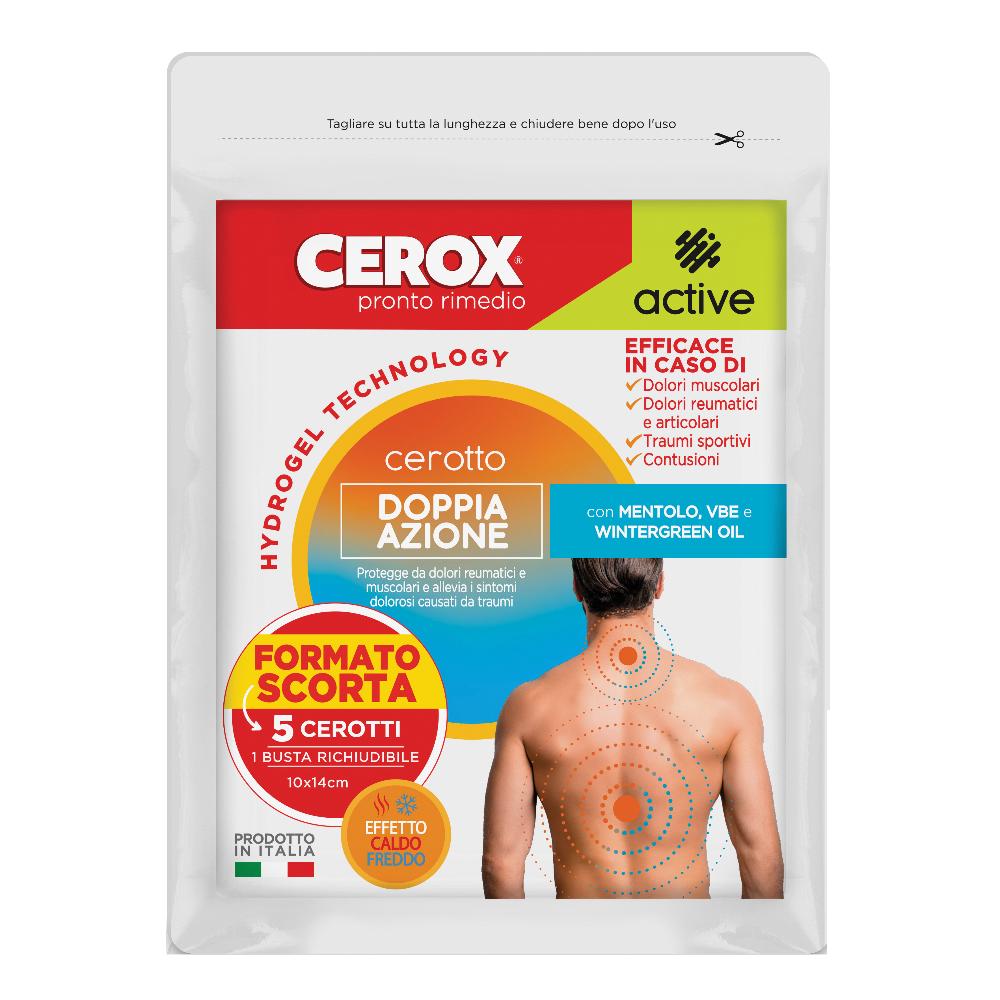 CEROX ACTIVE, Cerotto Freddo-Caldo, Protegge da Dolori Muscolari e Reumatici, con Mentolo, 5 Cerotti St