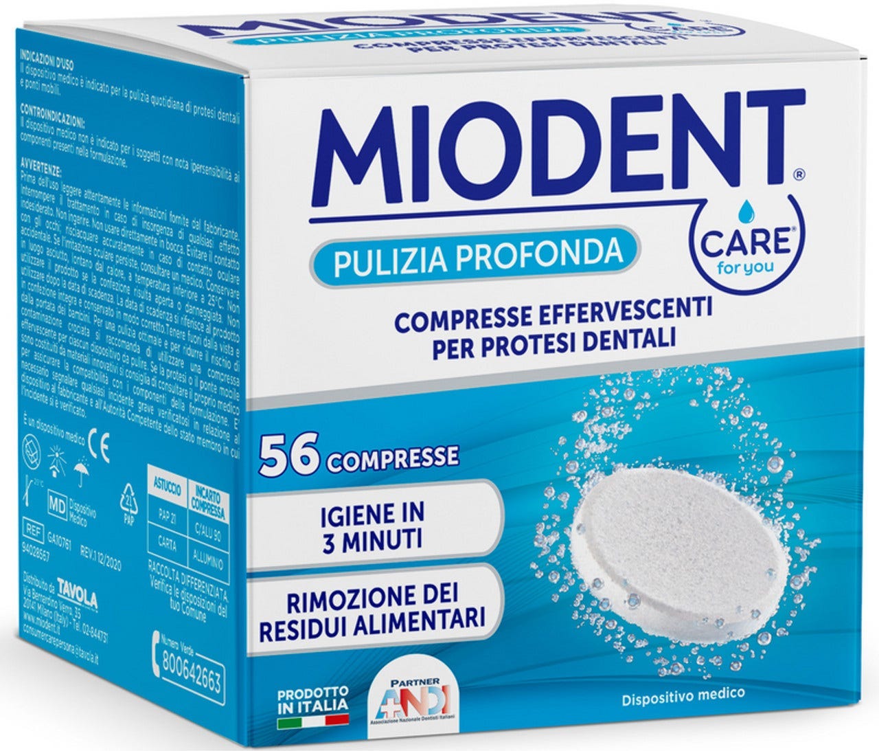 Miodent Compresse effervescenti per protesi dentali - Igiene e pulizia profonda, 56 compresse