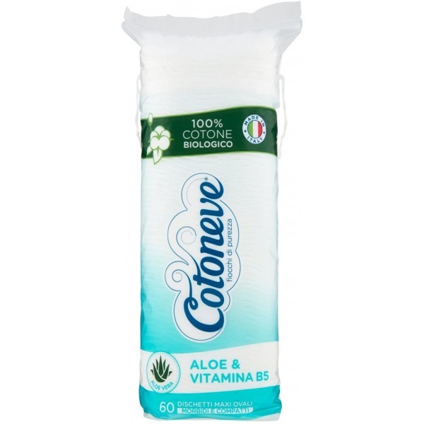 Cotoneve 60 maxi dischetti levatrucco ovali mm 70x90 con aloe vera