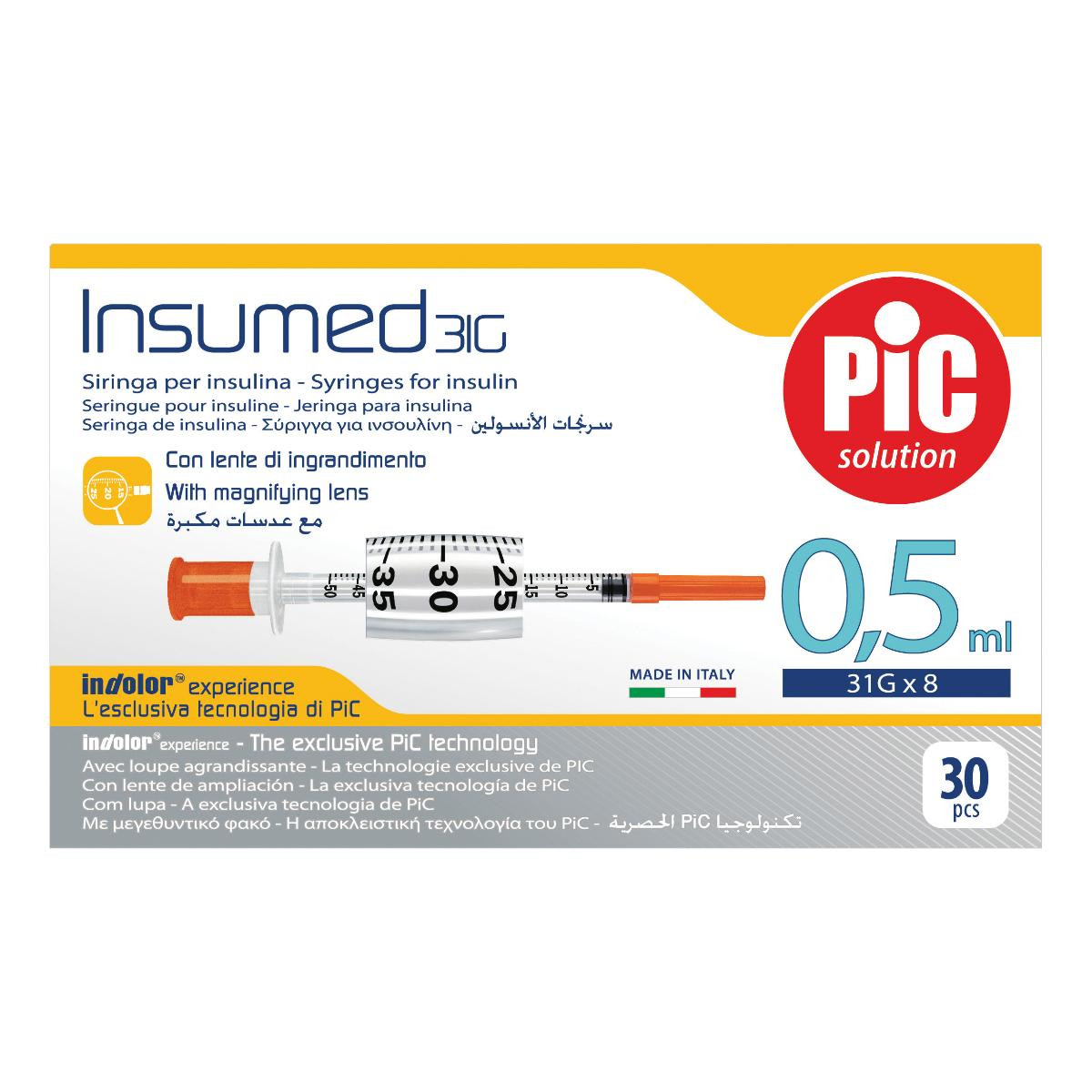 Pic Siringa Insulina 0.5ml Ago Gauge 31 8mm 30 Pezzi — confronto prezzi
