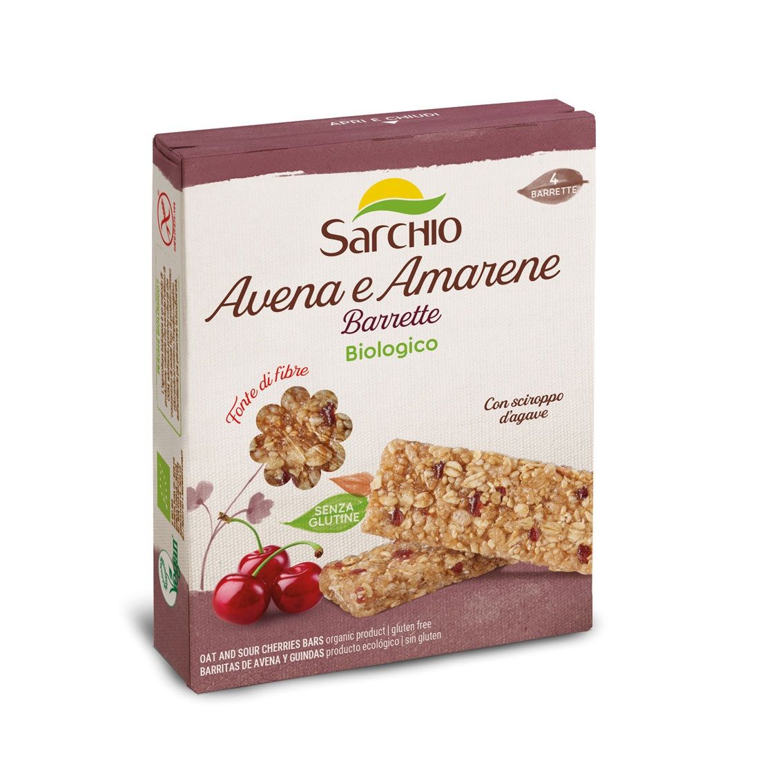 Barrette avena con amarena senza glutine - Sarchio 90 g