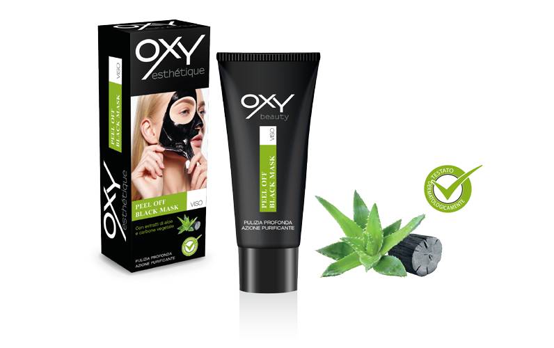 Oxy black mask maschera viso al carbone e aloe vera 100ml