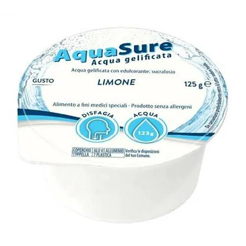 AquaSure Acqua Gelificata Alimento a fini medici speciali Gusto Limone 24 porzioni monodose da 125 g