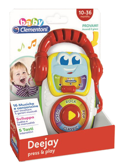 Clementoni Deejay Press&Play, Gioco Musicale Elettronico Interattivo per Bambini, 1 Pezzo, 16 Melodie e Tastoni