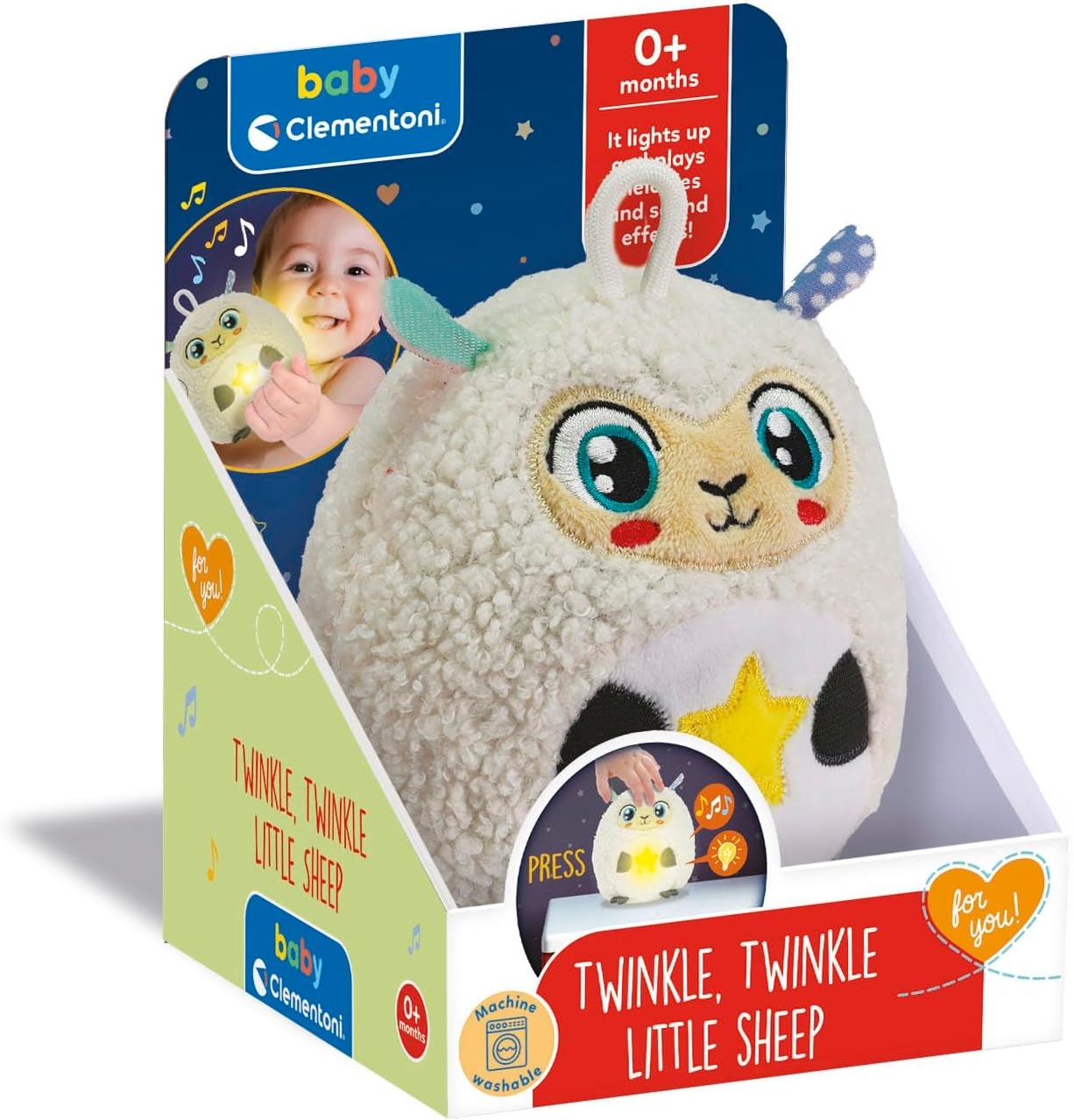 Clementoni Twinkle Twinkle Pecorella Peluche Lampada Notturna Con Melodie Rilassanti