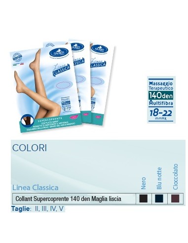 Sauber Linea Classica 18-22 Mmhg Collant Super Coprente 140 Denari Colore Blu Taglia 2