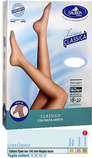 Sauber Charme Collant 140 DEN con Punta Aperta Colore Neutro Beige Taglia 4 1 pz Altro