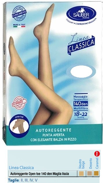 Sauber Autoreggente Open Toe Maglia Liscia 140 Den Neutro Beige Taglia 3 — confronto prezzi