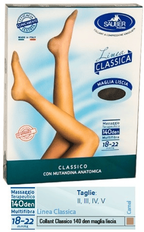 Sauber Linea Classica Collant 140 Denari Maglia Liscia Colore Camel Taglia 3
