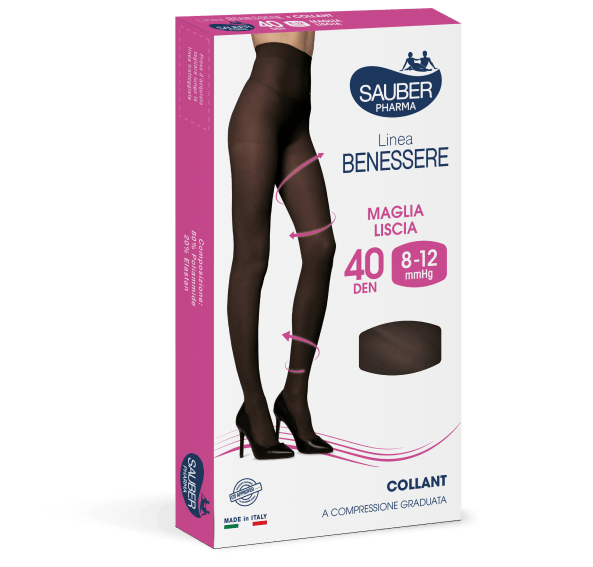 Sauber Pharma Linea Benessere Collant 40 Den 8-12 mmHg Colore Nero Taglia 4