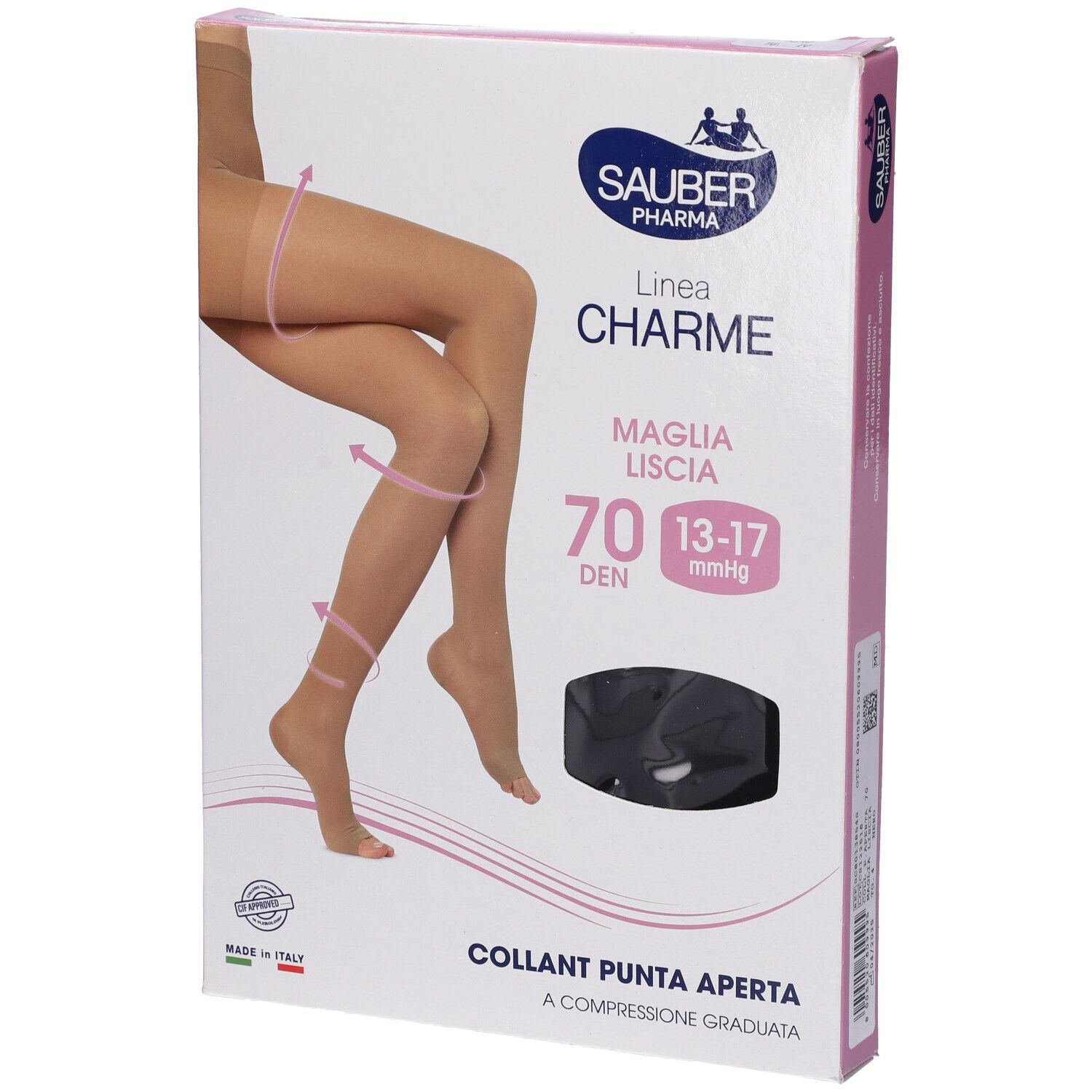 Sauber Collant Open Toe 70 Denari Maglia Liscia Nero Taglia 4 1 kg Calzini