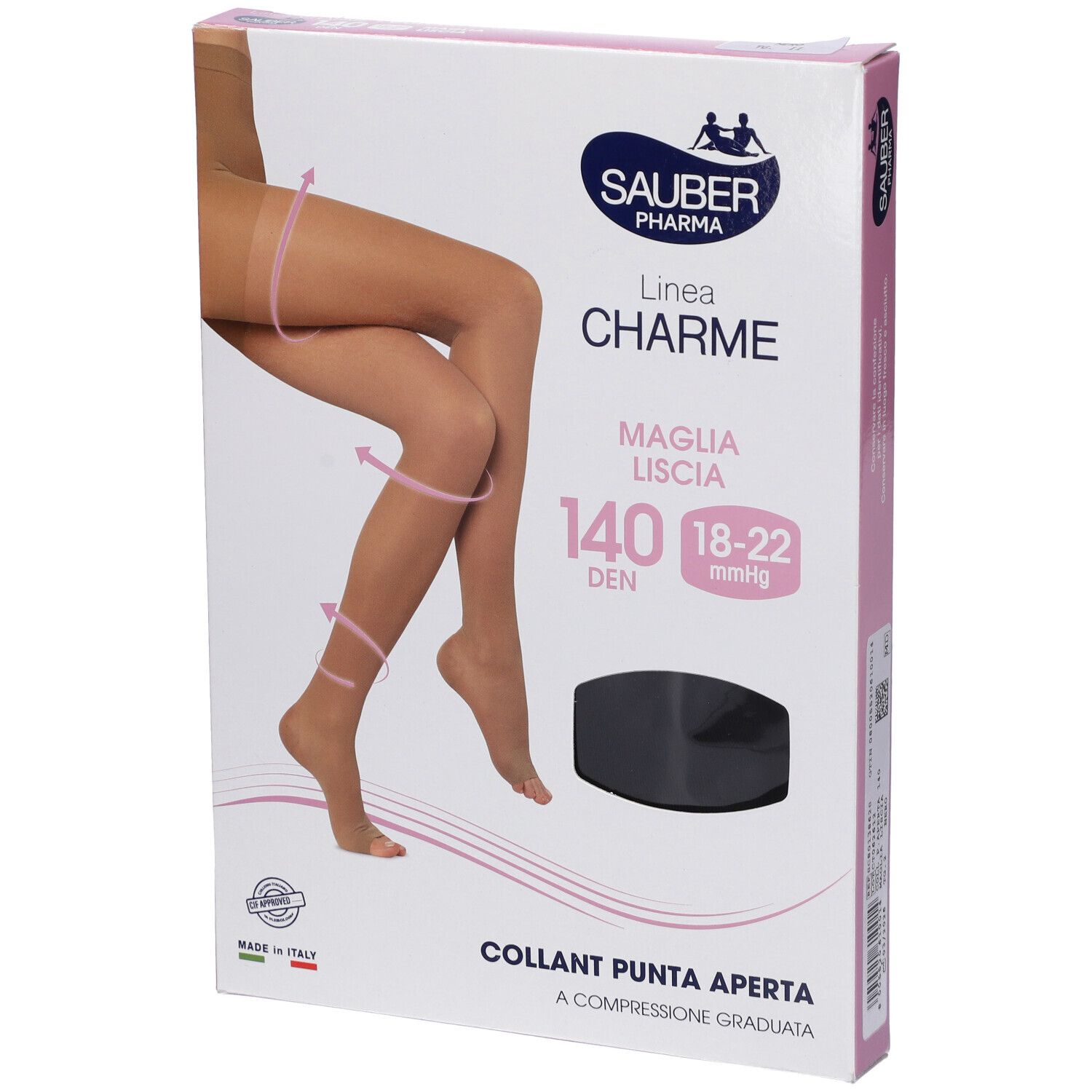 Sauber Collant Open Toe 140 Denari Maglia Liscia Colore Nero Taglia 2 1 pz Altro