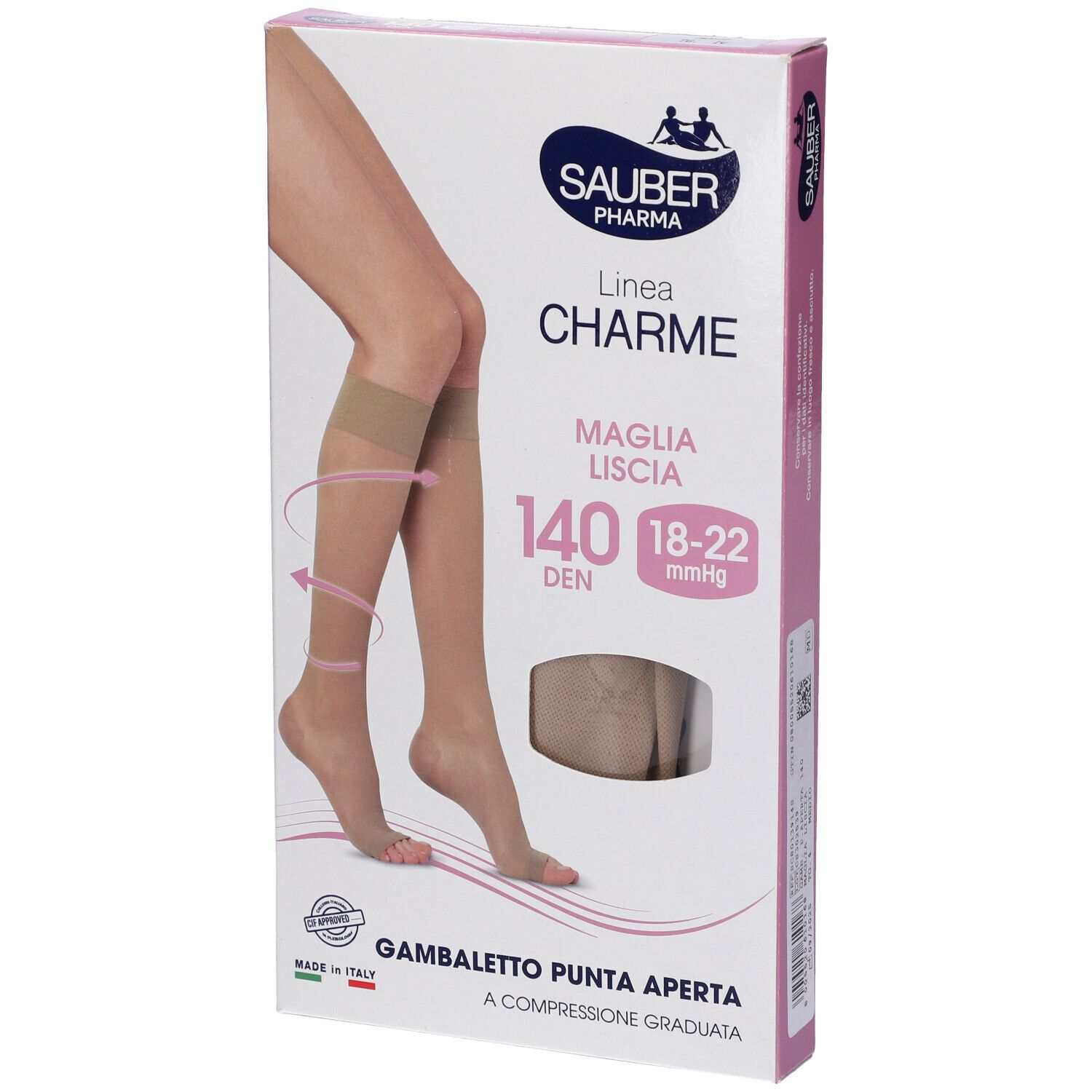 Sauber Gambaletto Open Toe 140 Denari Maglia Liscia Medio Taglia 4 1 pz Altro