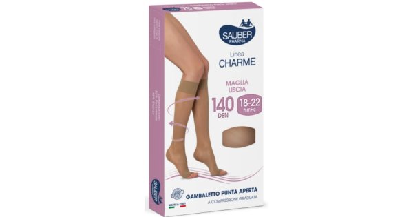 Sauber Gambaletto Open Toe 140 Denari Maglia Liscia Neutro Beige Taglia 2 1 pz Calzini