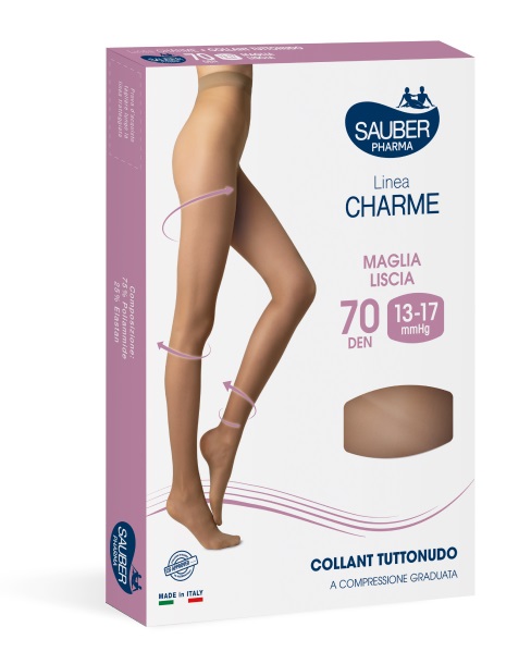 Sauber Collant Tuttonudo Compressione Graduata Maglia Liscia 70den 13-17mmhg Tg.4 Nero