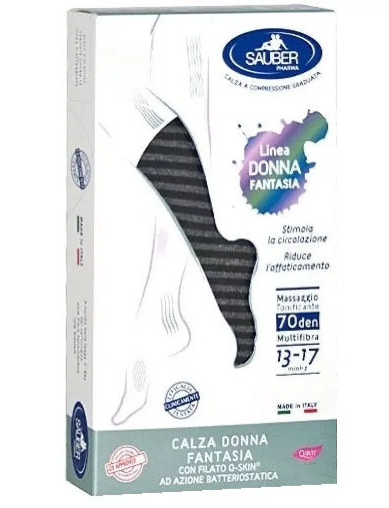 Calza sauber donna fantasia 70 riga lurex lame' nero s/m