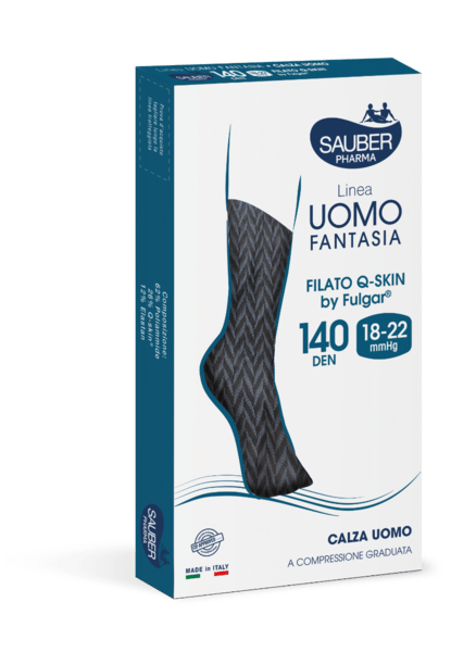 Sauber Linea Uomo Q-Skin 140 Den Calza Spigata Nero/Den taglia L/XL