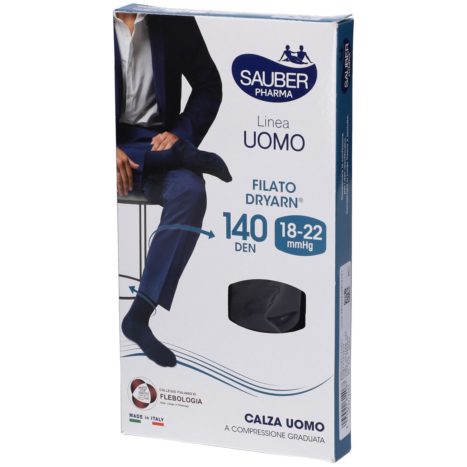 Sauber Pharma Uomo Calza Dryarn 140 Denari Colore Nero Taglia S/M 1 pz Calzini