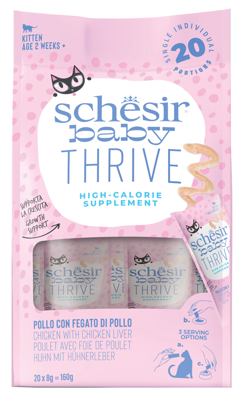 SCHESIR GATTO BABY THRIVE KITTEN POLLO FEGATO 20x8GR (bustina)