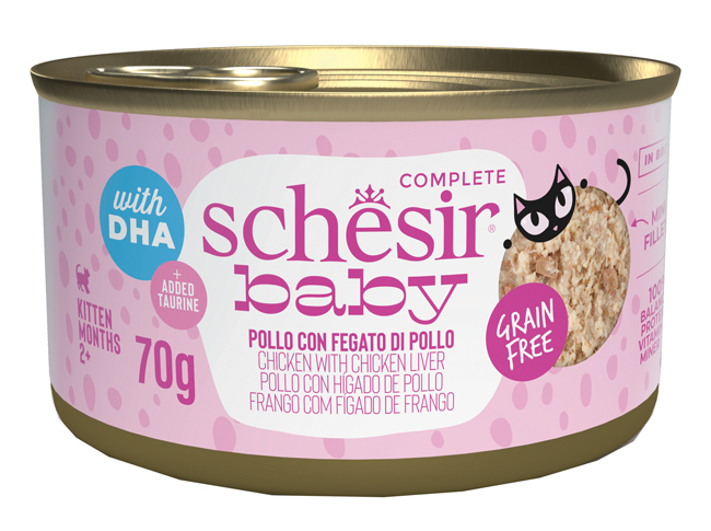 SCHESIR GATTO BABY KITTEN POLLO FEGATO 70GR (lattina)